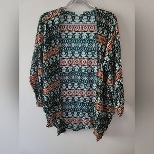 Earthbound Trading Co. Tribal Southwestern Boho Open Front Kimono Small/Medium